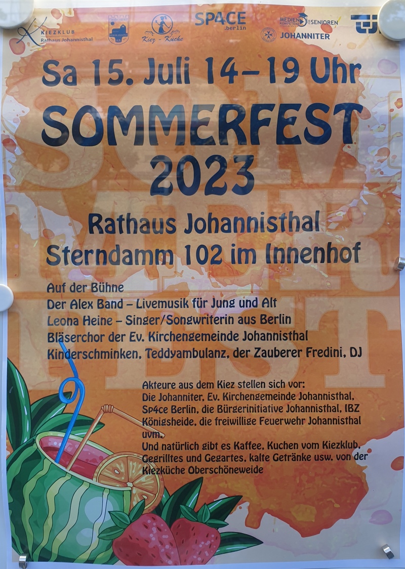 Sommerfest 2023 Rathaus Johannisthal 15. Juli 2023 14-19 Uhr